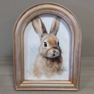 New Arched Spring Print Picture Art Shelf Sitter Decor - Bunny
